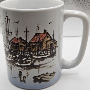 Otagiri Vintage Harbor Scene Ceramic Mug
